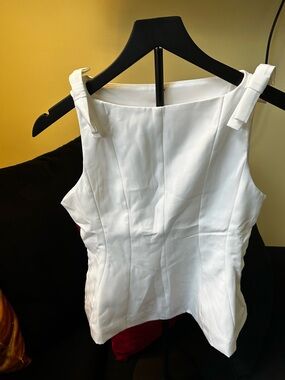 White Bow-Shoulder Sleeveless Women's Tank Top
